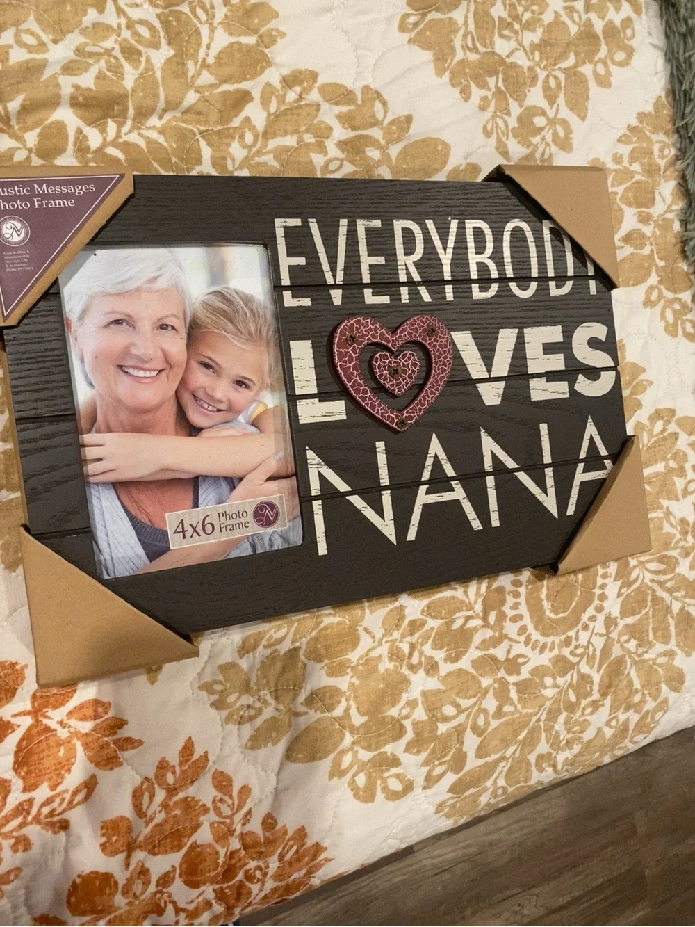 Everybody Loves Nana Black Wood Photo Frame with Red Heart Accent